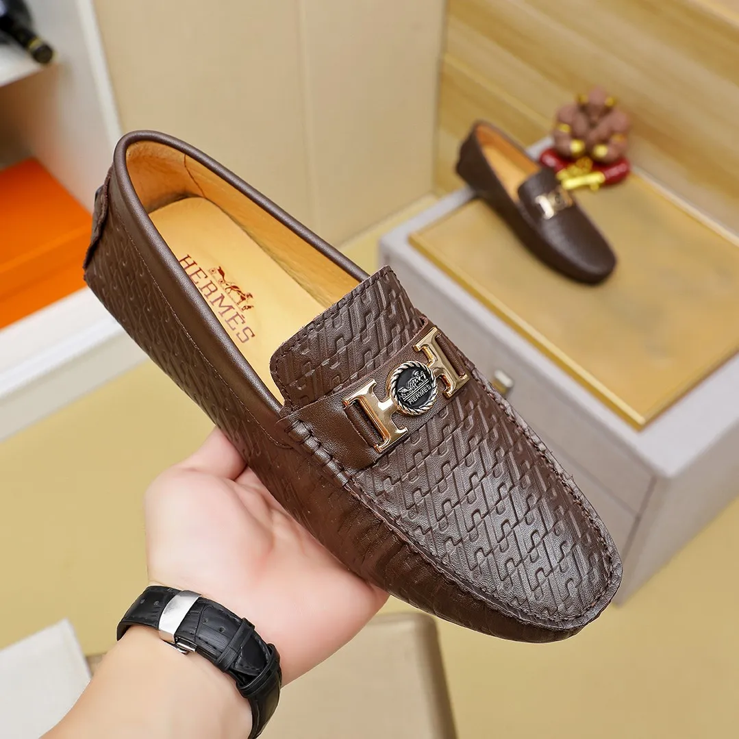 Men's shoes 💰360 🕷🕷【HERMES】The same style as Hermès counters🇨🇳Classic slip-on shoes 1:1 mold opening💯Original quality🍓Using imported first-layer cowhide🍅Pigskin lining🌶🌶Super high-end men's leather shoes🇨🇳Solid and stable Very special🍇2 colors, optional! Code number 38-45……